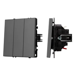 Фото #1 товара Механизм выключателя трехклавишный непроходной SWT-NOBE-MK03-SFPL-GR (230V, 10A) (Arlight, Серый базальт)