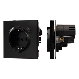 Фото #1 товара Механизм розетки с USB зарядкой SCT-TENDO-MUAC-PL-BK (230V, 16A) (Arlight, -)