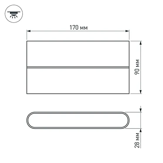 Фото #2 товара Светильник SP-WALL-FLAT-S170x90-2x6W Day4000 (GR, 120 deg, 230V) (Arlight, IP54 Металл, 3 года)