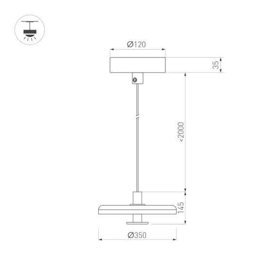 Фото #2 товара Светильник SP-KOTARO-R350-12W Warm2700 (BK-CF, 36 deg, 230V, TRIAC) (Arlight, IP20)