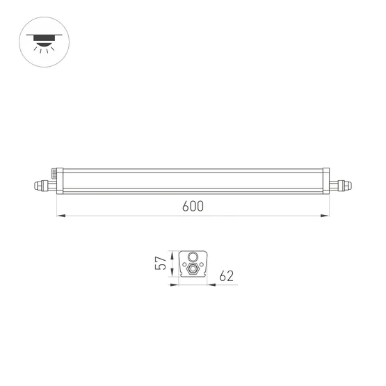 Фото #2 товара Светильник ALT-TUBULAR-MOTION-600-14W Day4000 (WH, 120 deg, 230V) (Arlight, IP65 Пластик, 5 лет)