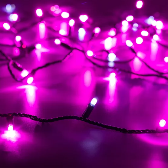 Фото #1 товара Светодиодная гирлянда ARD-STRING-CLASSIC-10000-BLACK-100LED-FLASH PINK (230V, 7W) (Ardecoled, IP65)