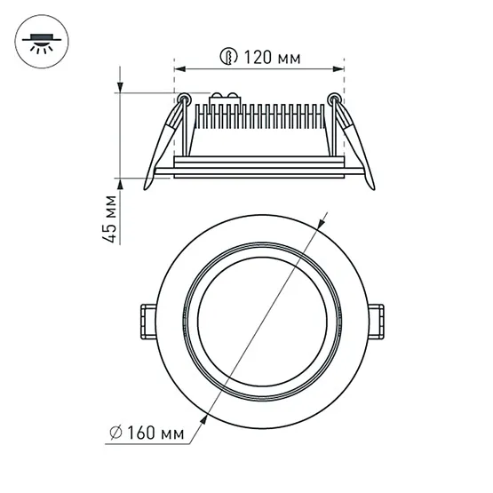 Фото #5 товара Светодиодная панель LT-R160WH 12W Warm White 120deg (Arlight, IP40 Металл, 3 года)