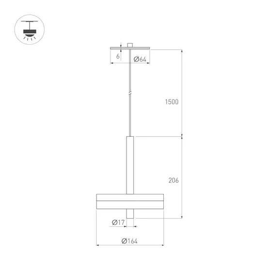 Фото #3 товара Светильник SP-MENTA-R165-12W Warm2700 (BK, 130 deg, 230V) (Arlight, IP20 Мрамор, 5 лет)