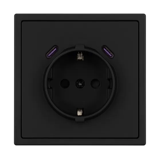 Фото #4 товара Механизм розетки с USB зарядкой SCT-NOBE-MUCC-SFPL-BK (230V, 16A) (Arlight, -)