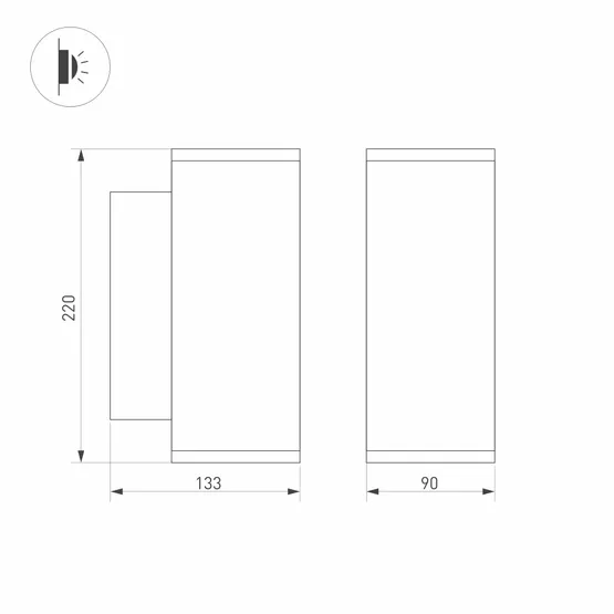 Фото #3 товара Светильник LGD-FORMA-WALL-TWIN-R90-2x12W Day4000 (BK, 44 deg, 230V) (Arlight, IP54 Металл, 3 года)