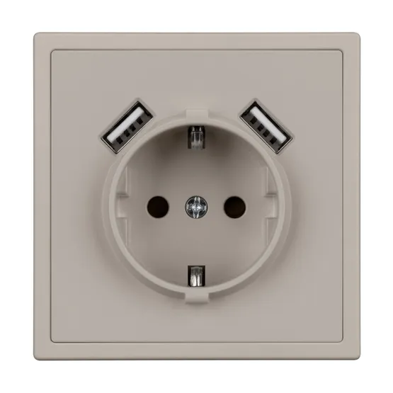 Фото #2 товара ARL NOBE Розетка зк со шторками с USB тип А+А софт-тач кашемир SCT-MUAA-SFPL-CA (250V, 16A) (Arlight, -)