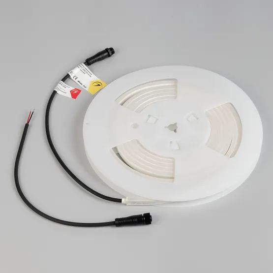 Фото #2 товара Светодиодная лента герметичная WAVE-SIDE-PU-A120-06x12mm 24V Warm3500 (8 W/m, IP68, 3m, wire x1) (Arlight, Вывод прямой, 3 года)