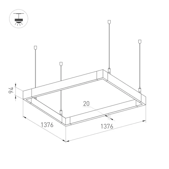 Фото #2 товара Светильник ALT-LINEAIR-QUADRAT-FLAT-UPDOWN-DIM-1375-170W Day4000 (BK, 100 deg, 230V) (Arlight, IP20 Металл, 3 года)