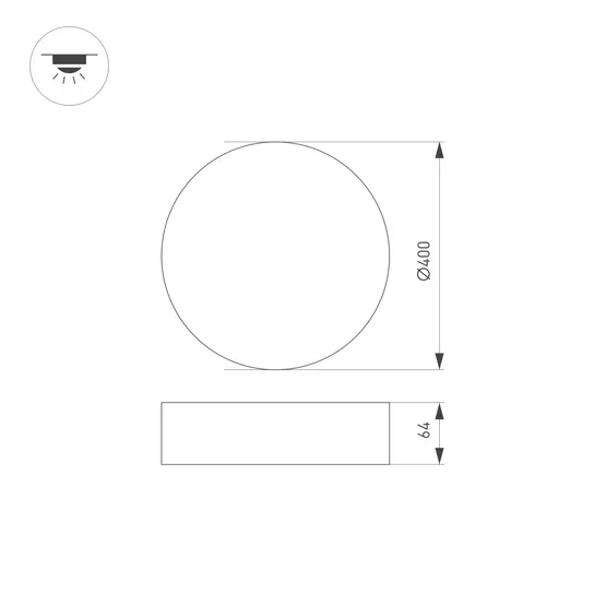 Фото #6 товара Светильник SP-RONDO-R400-40W Warm3000 (WH, 120 deg, 230V) (Arlight, IP40 Металл, 3 года)