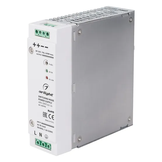 Фото товара Блок питания ARV-DRP120-12 (12V, 8A, 96W) (Arlight, IP20 DIN-рейка)