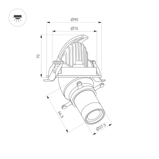 Фото #2 товара Светильник LGD-ARTIFACT-BUILT-FLAP-CROPLENS-R90-12W Warm2700 (Черный, 55 deg, 230V) (Arlight, IP20 Металл, 5 лет)