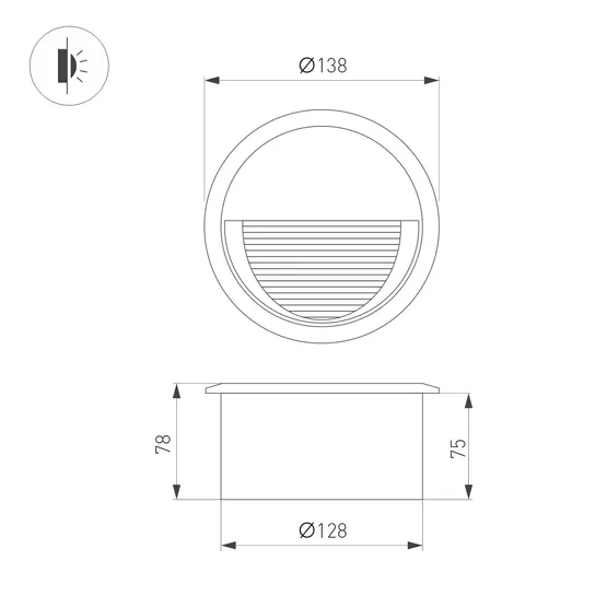 Фото #5 товара Светильник встраиваемый LTD-RIBONIK-R138-5W Warm3000 (Черный, 50 deg, 230V) (Arlight, IP65 Металл, 5 лет)
