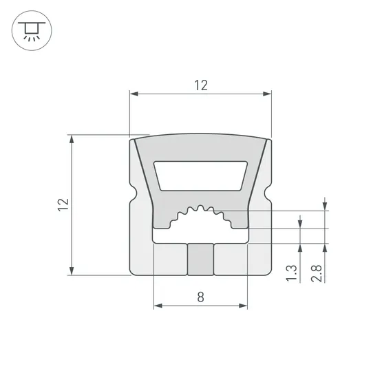 Фото #2 товара Силиконовый профиль WPH-FLEX-1212-TOP-S8-20m WHITE (Arlight, Силикон)