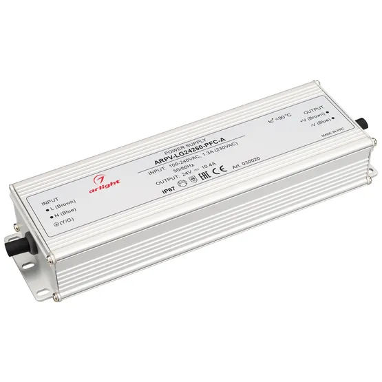 Фото #1 товара Блок питания ARPV-LG24250-PFC-A (24V, 10.4A, 250W) (Arlight, IP67 Металл, 5 лет)