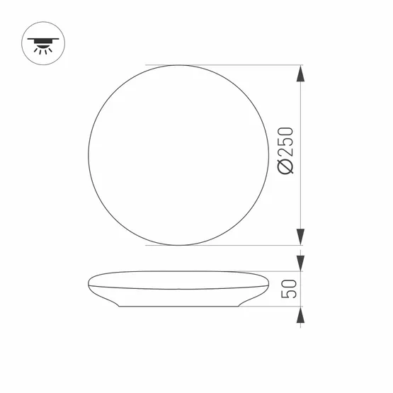 Фото #7 товара Светильник CL-FRISBEE-DIM-R250-12W Day4000-MIX (WH, 180 deg, 230V) (Arlight, IP54 Пластик, 3 года)