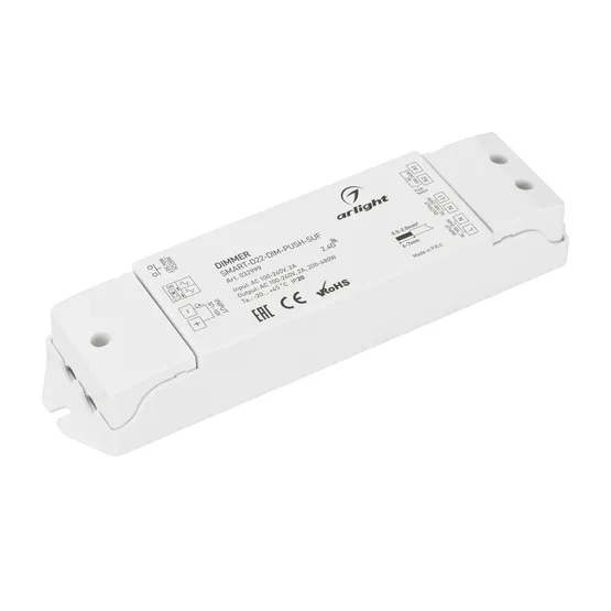 Фото товара Диммер SMART-D22-DIM-PUSH-SUF (230V, 2A, TRIAC, 2.4G) (Arlight, IP20 Пластик, 5 лет)