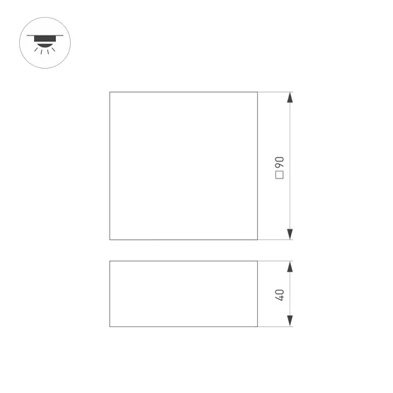 Фото #2 товара Светильник DL-GRIGLIATO-S90x90-12W Warm3000 (WH, 90 deg, 230V) (Arlight, IP40 Металл, 5 лет)