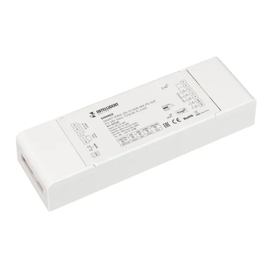 Фото товара INTELLIGENT ARLIGHT Диммер SMART-PWM-105-72-RGB-MIX-PD-SUF (12-48V, 5x6A, TUYA Wi-Fi, 2.4G) (IARL, IP20 Пластик, 5 лет)