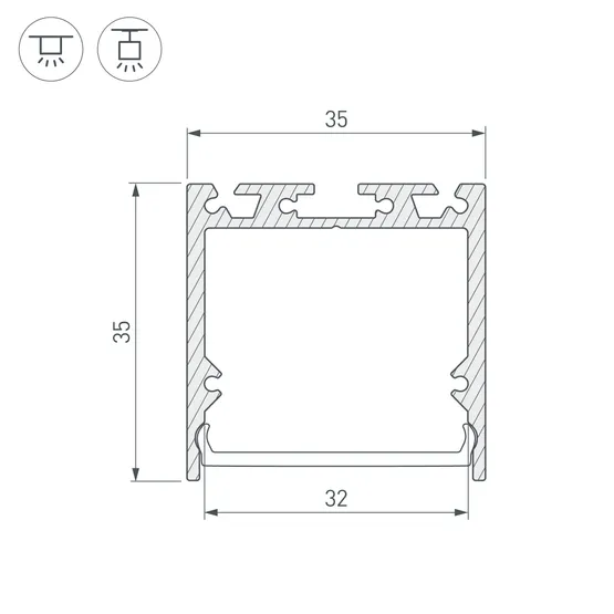 Фото #3 товара Профиль с экраном SL-LINE-3535-2500 WHITE+OPAL (Arlight, Алюминий)