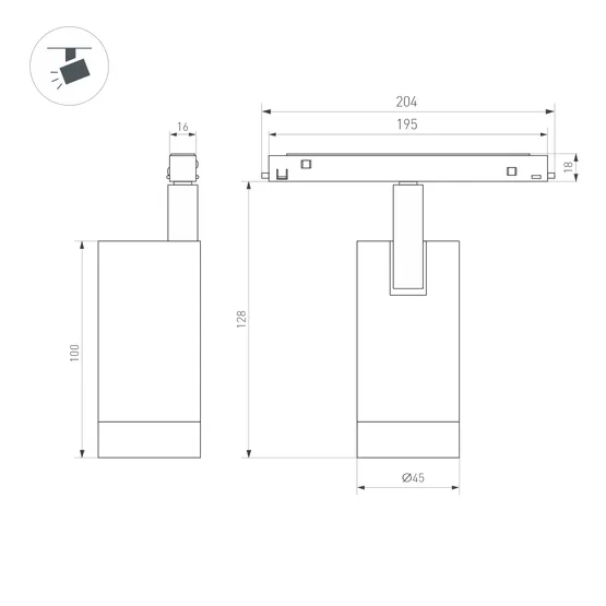 Фото #3 товара Светильник MAG-ORIENT-SPOT-R45-9W Warm3000 (BK, 24 deg, 48V, DALI) (Arlight, IP20 Металл, 5 лет)