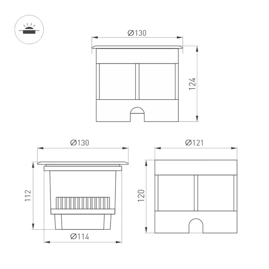 Фото #3 товара Светильник LTD-DAFNA-GROUND-R130-11W Day4000 (SL, 45 deg, 230V) (Arlight, IP67 Металл, 5 лет)