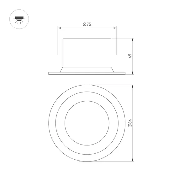 Фото #3 товара Светильник MS-DROP-BUILT-R84-8W Warm3000 (BK, 85 deg, 230V) (Arlight, IP54 Металл, 5 лет)