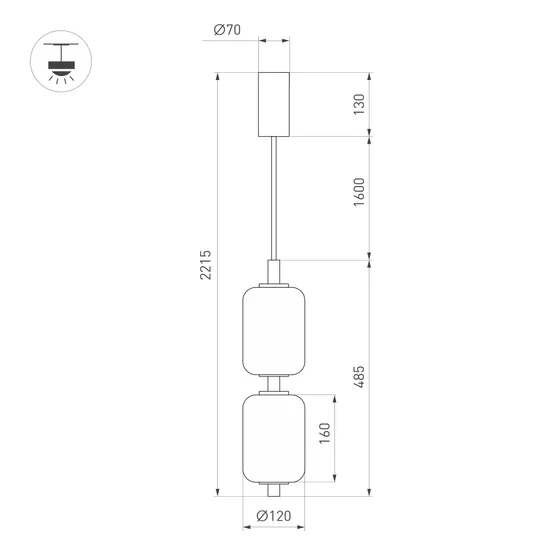 Фото #4 товара Светильник SP-CARAMELA-HANG-R120-7W Warm2700 (BK, 300 deg, 230V) (Arlight, IP20 Натуральный шелк, 3 года)