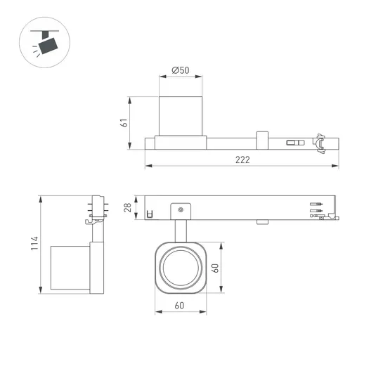 Фото #2 товара Светильник LGD-DIAFILM-4TR-R60-10W Warm2700 (WH, 20 deg, 230V) (Arlight, IP20 Металл, 5 лет)