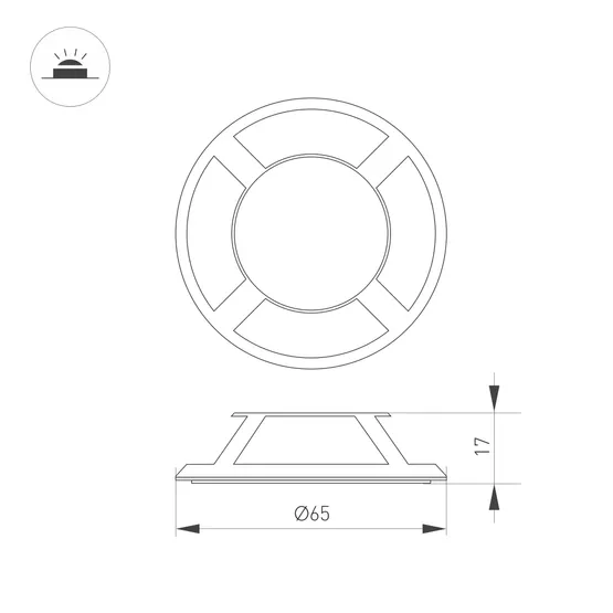 Фото #4 товара Накладка ART-DECK-CAP-LID4-R65 (SL, STEEL) (Arlight, Металл)