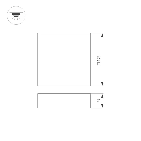 Фото #4 товара Светильник SP-QUADRO-S175x175-16W Warm3000 (BK, 120 deg, 230V) (Arlight, IP40 Металл, 3 года)