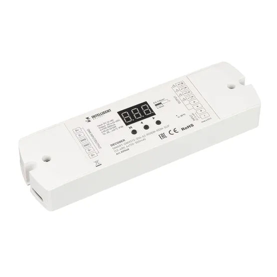 Фото товара INTELLIGENT ARLIGHT Декодер SMART-DMX512-204-62-RGBW-RDM-SUF (12-48V, 4x150-500mA) (IARL, IP20 Пластик, 5 лет)