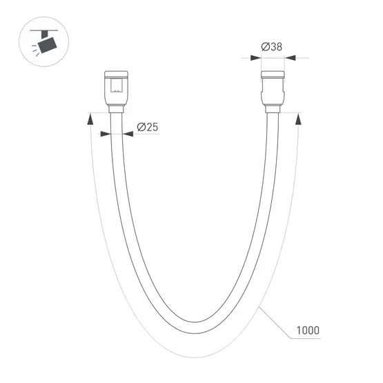 Фото #4 товара Светильник ART-APRIORI-TUBE-ELASTIC-R38-L1000-12W Warm3000 (BK, 360 deg, 48V) (Arlight, IP20 Металл, (Arlight, IP20 Металл, 3 года)