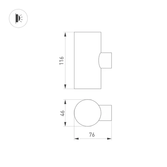 Фото #5 товара Светильник LGD-RAY-WALL-TWIN-R46-2x3W Warm3000 (GR, 24 deg, 230V) (Arlight, IP65 Металл, 3 года)