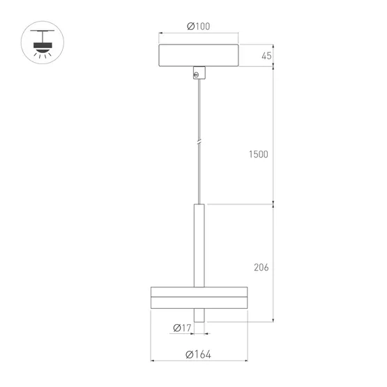Фото #4 товара Светильник SP-MENTA-R165-12W Warm2700 (BK, 130 deg, 230V) (Arlight, IP20 Мрамор, 5 лет)