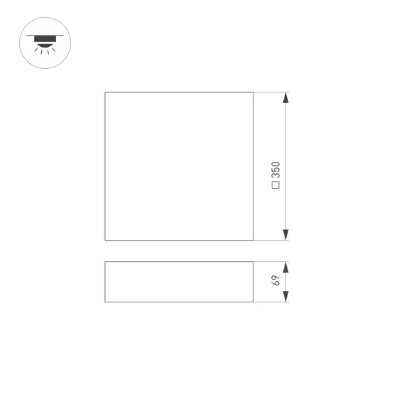 Фото #6 товара Светильник IM-QUADRO-EMERGENCY-3H-S350x350-33W Day4000 (WH, 120 deg, 230V) (Arlight, IP40 Металл, 2 года)