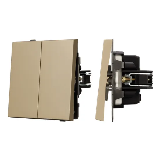 Фото #1 товара Механизм выключателя двухклавишный проходной SWT-TENDO-MKP2-SFPL-GD (230V, 10A) (Arlight, -)