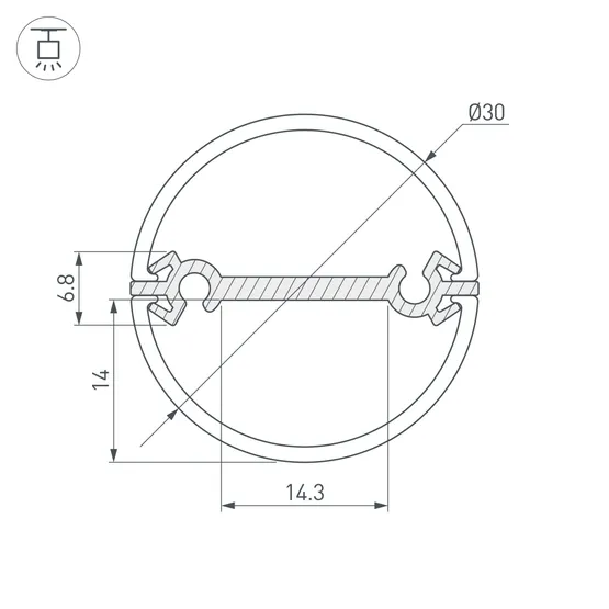 Фото #3 товара Профиль ROUND-D30-DUAL-2000 ANOD (Arlight, Алюминий)