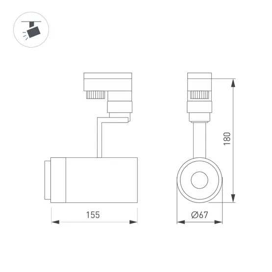 Фото #5 товара Светильник LGD-ZEUS-2TR-R67-10W Warm3000 (BK, 20-60 deg, 230V) (Arlight, IP20 Металл, 5 лет)