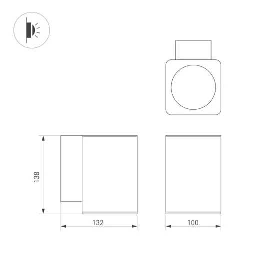 Фото #5 товара Светильник LGD-EVO-WALL-S100x100-12W Warm3000 (GR, 44 deg, 230V) (Arlight, IP54 Металл, 3 года)