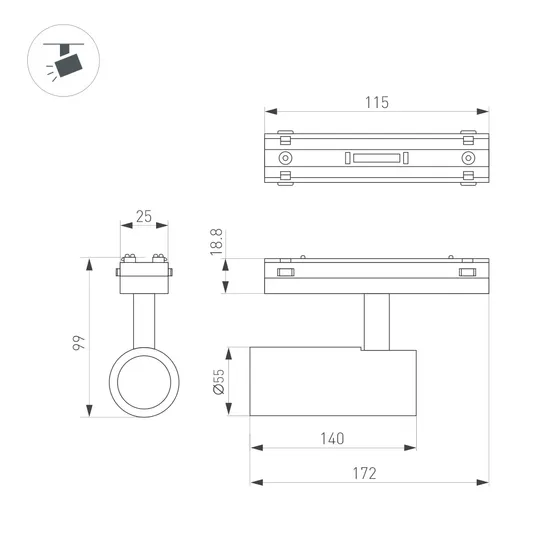 Фото #3 товара Светильник MAG-VIBE-SPOT-R55-18W Day4000 (WH, 24 deg, 48V) (Arlight, IP20 Металл, 5 лет)