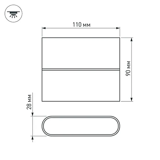 Фото #2 товара Светильник SP-WALL-FLAT-S110x90-2x3W Day4000 (GR, 120 deg, 230V) (Arlight, IP54 Металл, 3 года)