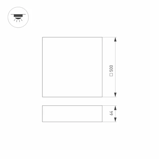 Фото #5 товара Светильник SP-QUADRO-S500x500-50W Warm3000 (BK, 120 deg, 230V) (Arlight, IP40 Металл, 3 года)